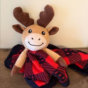 Cute Moose Plush Blanket baby lovey holiday reindeer